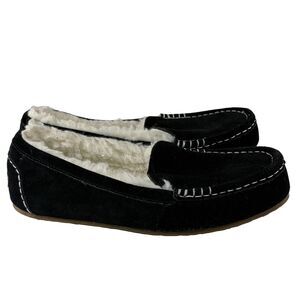 Koolaburra by UGG Women's Lezly Black Fur Lined Slippers Size 9 Hard Sole